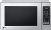 A front view of a silver LG microwave oven on a light gray background. Produktbild-Vorschau