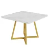 A square marble-patterned table with gold metal legs, presented against a white background. Produktbild-Vorschau
