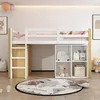 A child's bedroom with a loft bed, storage units, and toys. Voir les images du produit