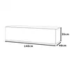 A line drawing of a white TV lowboard with dimensions indicated. Podgląd zdjęcia produktu