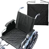 A black quilted seat cushion and backrest cover for a wheelchair, shown on a wheelchair and separately. Produktbild-Vorschau