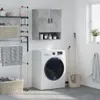 A laundry room scene with a washing machine, storage shelves, and a wall cabinet. Produktbild-Vorschau