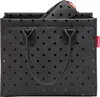 A black polka dot shopper bag with a small pouch inside. Podgląd zdjęcia produktu