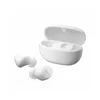 A pair of white wireless earbuds and their charging case are displayed against a white background. Produktbild-Vorschau