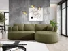 A modern living room with a green sectional sofa, abstract art on the wall, and large windows. Náhľad obrázku produktu