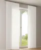 A window with white panel curtains with a circular pattern. Produktbild-Vorschau