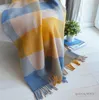 Wolldecke 130x170 cm Karomuster Beige Creme Gelb Blau Produktbild-Vorschau