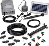 A collection of components for a solar-powered irrigation system, laid out on a white background. Produktbild-Vorschau