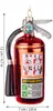 A glass ornament shaped like a fire extinguisher, with instructions and safety information printed on it. Náhľad obrázku produktu