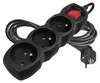 Prodlužovací kabel 3 m / 3 zásuvky / s vypínačem / černý / PVC / 1 mm2 Náhľad obrázku produktu