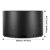 A black cylindrical fire pit with dimensions indicated by measurement lines and text. Produktbild-Vorschau