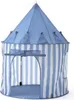 A blue and white striped play tent with a conical roof and an open entrance. Produktbild-Vorschau
