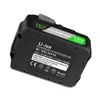 A black rechargeable lithium-ion battery pack with labels and markings. Produktbild-Vorschau