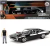 A toy model of a black Dodge Charger R/T from the Fast & Furious franchise, displayed with its packaging and a figurine of Dominic Toretto. Náhľad obrázku produktu