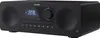 A black Sharp all-in-one hi-fi system is shown from the front. Voir les images du produit