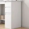 A close-up view of the side of a white computer desk with drawers and a cabinet. Náhľad obrázku produktu