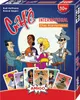 The image shows the box of a card game called Cafe International, featuring cartoon characters and cards. Produktbild-Vorschau