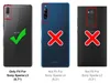 Three smartphone backs are shown, with one marked with a green checkmark and two marked with red X's, indicating compatibility. Produktbild-Vorschau