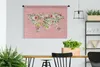 MuchoWow® Wandteppich Wandbehang Weltkarte - Rosen - Rosa Produktbild-Vorschau 2