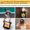 Collage mit verschiedenen dunklen Stoffen wie T-Shirts, Tragetaschen, Kissen und Kappen, die mit bunten Designs personalisiert sind Náhľad obrázku produktu
