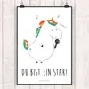 Mr. & Mrs. Panda Bild Einhorn Sänger DIN A0 - Weiß - Produktbild-Vorschau 2