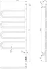 Technical drawing of a towel dryer with dimensions. Anteprima dell’immagine prodotto