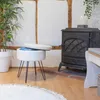 Weicher runder Bouclé-Fußhocker mit Aufbewahrung und Produktbild-Vorschau 3