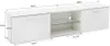 A white TV stand with dimensions indicated by lines and text. Produktbild-Vorschau