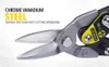 Close-up of tin snips with text overlay highlighting material and suitability. Anteprima dell’immagine prodotto