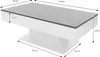 A white coffee table with a gray top, shown with dimensions. Podgląd zdjęcia produktu