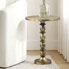WOHNLING Beistelltisch Gold 40cm Aluminium Tisch Rund Produktbild-Vorschau 1