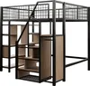Hochbett, 140x200 cm, Metallbett mit Lattenrost, Regal, Produktbild-Vorschau 9