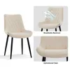 A collage of images showing a beige velvet dining chair from different angles and highlighting its features. Produktbild-Vorschau