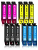A collection of printer ink cartridges arranged in rows. Produktbild-Vorschau