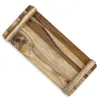 Teakholz Dekotablett rechteckig mit Füßen - 37 x 17 cm - Produktbild-Vorschau 4