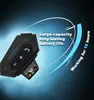 A close-up marketing image of a motorcycle helmet Bluetooth headset, highlighting its long battery life. Produktbild-Vorschau
