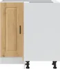 A product shot of a kitchen cabinet unit, showing one wooden door and one white door. Podgląd zdjęcia produktu