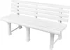 A white plastic garden bench shown from a side-angle. Anteprima dell’immagine prodotto