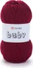 A ball of dark red yarn with a white label. Podgląd zdjęcia produktu