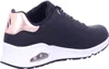 A side view of a black Skechers women's sports shoe with rose gold accents. Náhled obrázku produktu