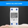 A hand is holding a digital electricity meter with a display showing the energy consumption. Produktbild-Vorschau