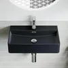 HOROW Schwarz Waschbecken Wandmontage Waschtisch Keramik Produktbild-Vorschau 2