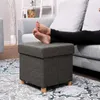 Pufa ciemnoszara 38x38x40 ze schowkiem i nogami drewnianymi Podgląd zdjęcia produktu 10