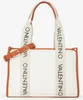 A white Valentino Bags Shopper Candle Shopping bag with brown trim and handles. Anteprima dell’immagine prodotto