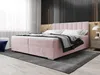 A bedroom scene featuring a pink upholstered bed. Produktbild-Vorschau