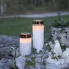 LED Grablicht - Grabkerze - gelbe LED - H: 12cm - Timer - outdoor - weiß mit Deckel Produktbild-Vorschau