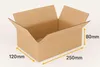 A cardboard box with dimensions indicated by measurement lines and text. Voir les images du produit