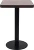 A square-topped bistro table with a dark brown wood-grain finish and a black metal pedestal base. Náhled obrázku produktu