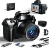 A digital camera and its accessories are displayed on a white background. Produktbild-Vorschau
