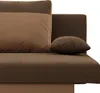 A close-up view of a brown sofa with two pillows. Produktbild-Vorschau